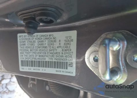 2020 Honda Civic Sport from USA, damaged, VIN 2HGFC2F88LH602558